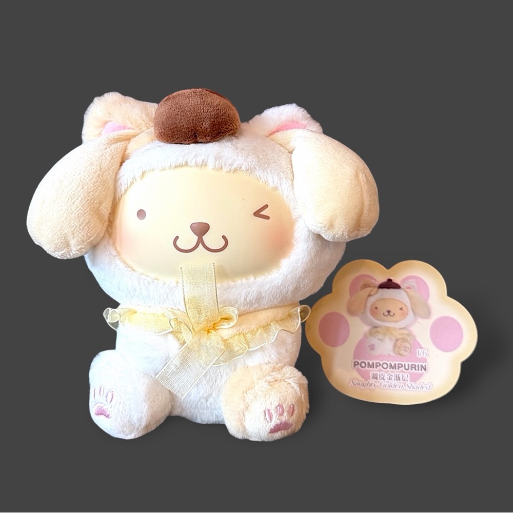 Sanrio Characters Play With kittens series Plush pendant- Pompompurin